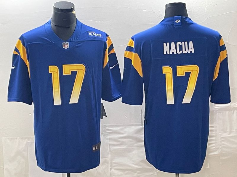 Men Los Angeles Rams 17Nacua Blue 2023 Nike Vapor Limited NFL Jersey->arizona diamondback->MLB Jersey